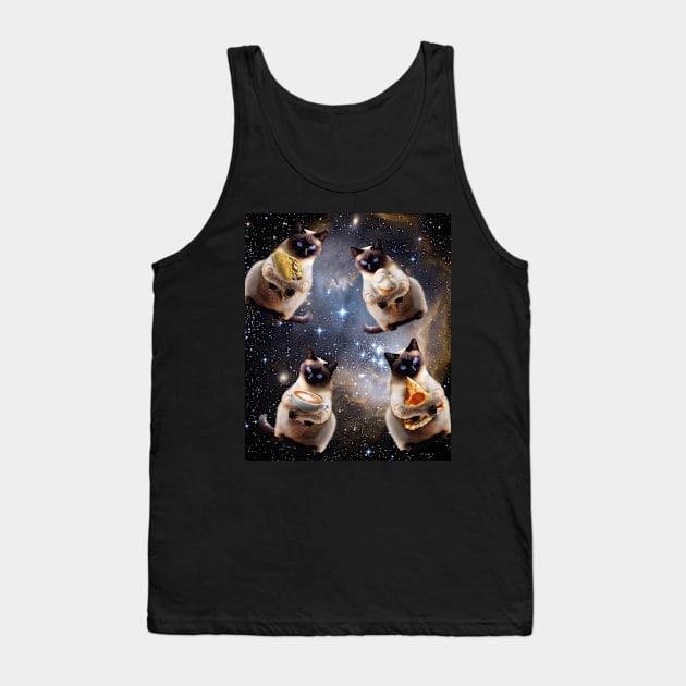 Space Galaxy Cat Pizza Taco Coffee Ice Cream Cats Tank Top by Random Galaxy